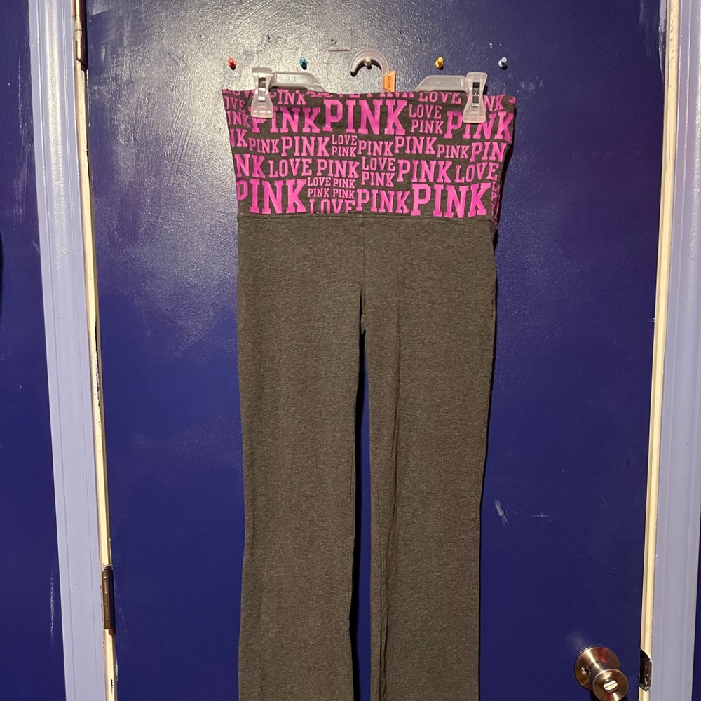 Pink/Victoria Secret extremely high waisted flare leggings